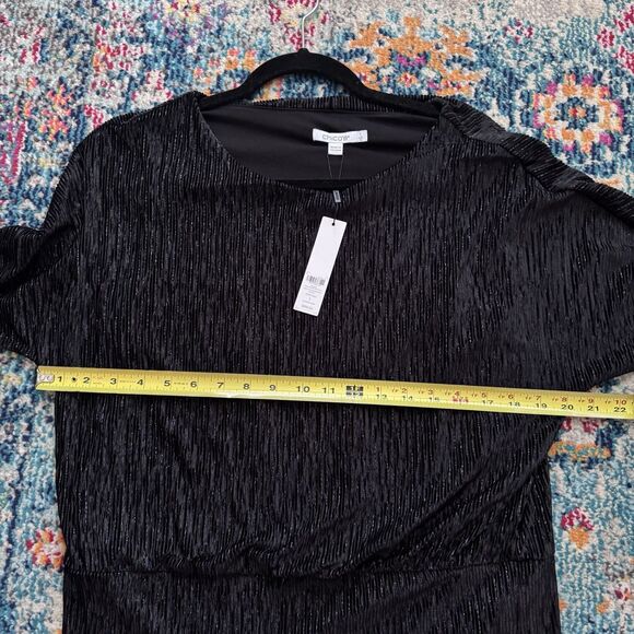 NWT Chico's Black Velvet Crinkle Banded Bottom Top Women's Size 1 - Picture 4 of 7